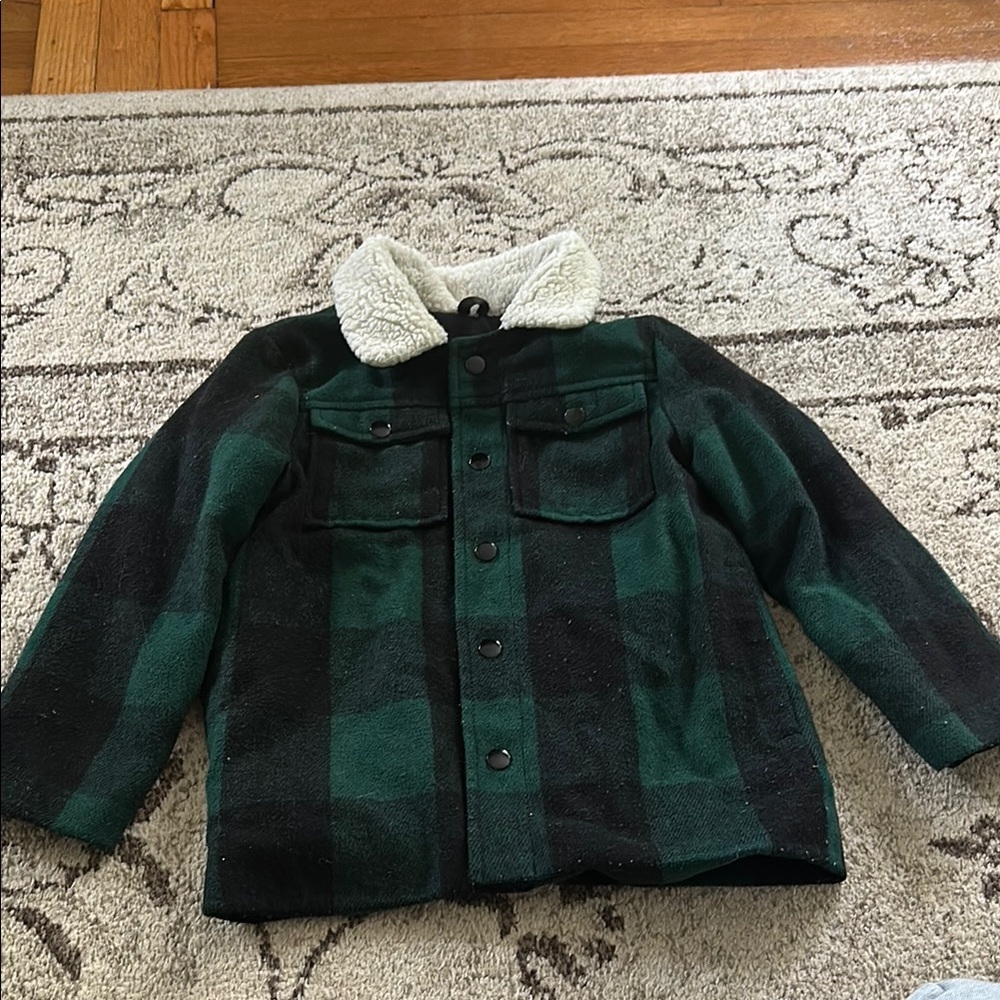 Kids Green and Black Plaid Jacket